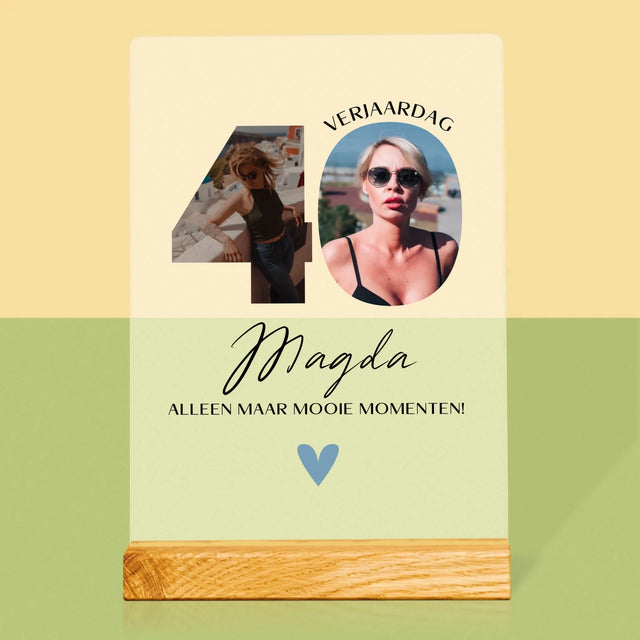 Woord Van Foto'S: 40E Verjaardag Mooie Momenten - Afdruk Op Acrylglas (Verticaal)