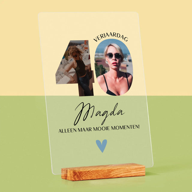 Woord Van Foto'S: 40E Verjaardag Mooie Momenten - Afdruk Op Acrylglas (Verticaal)