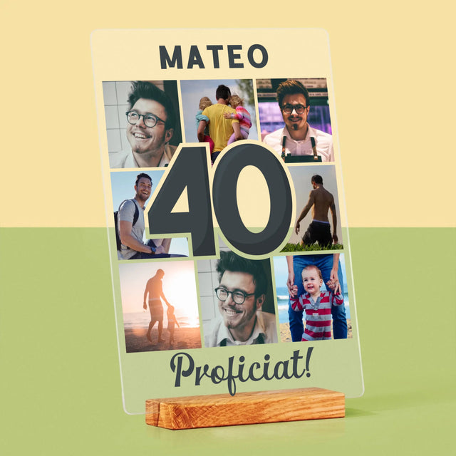 Fotocollage: 40 Jaar - Afdruk Op Acrylglas (Verticaal)