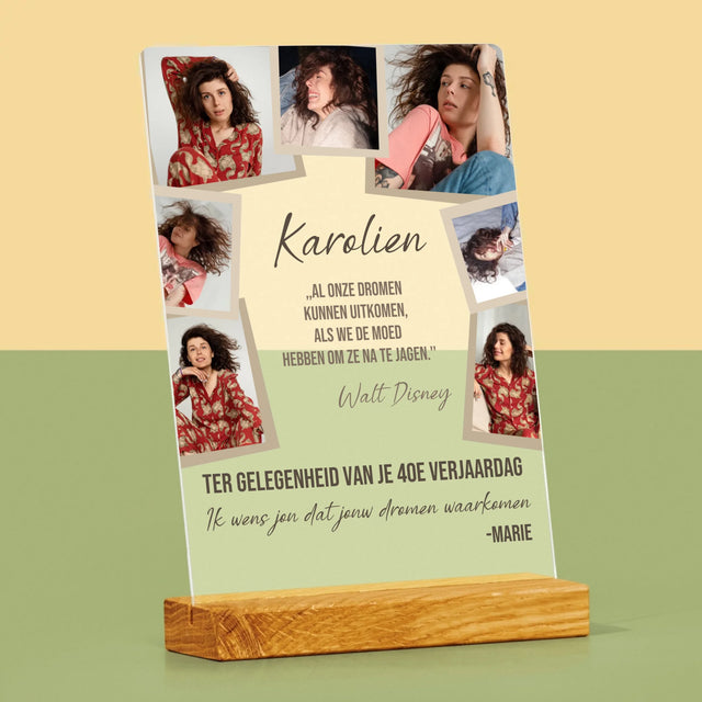 Fotocollage: Maak Je Dromen Waar - Afdruk Op Acrylglas (Verticaal)