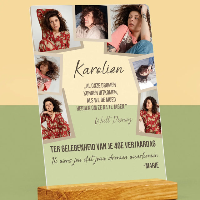 Fotocollage: Maak Je Dromen Waar - Afdruk Op Acrylglas (Verticaal)