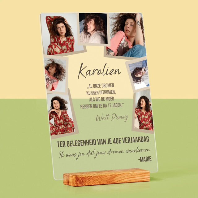 Fotocollage: Maak Je Dromen Waar - Afdruk Op Acrylglas (Verticaal)