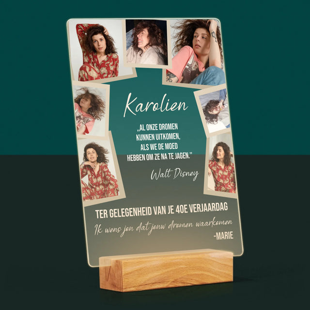 Fotocollage: Maak Je Dromen Waar - Afdruk Op Acrylglas (Verticaal)