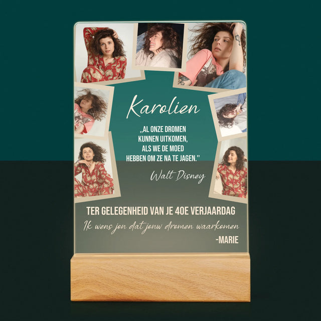 Fotocollage: Maak Je Dromen Waar - Afdruk Op Acrylglas (Verticaal)