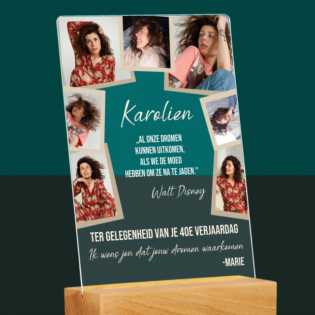 Fotocollage: Maak Je Dromen Waar - Afdruk Op Acrylglas (Verticaal)