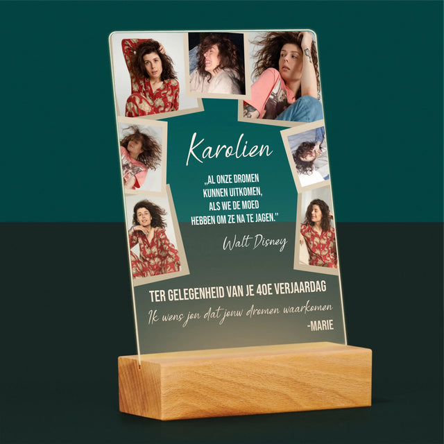 Fotocollage: Maak Je Dromen Waar - Afdruk Op Acrylglas (Verticaal)