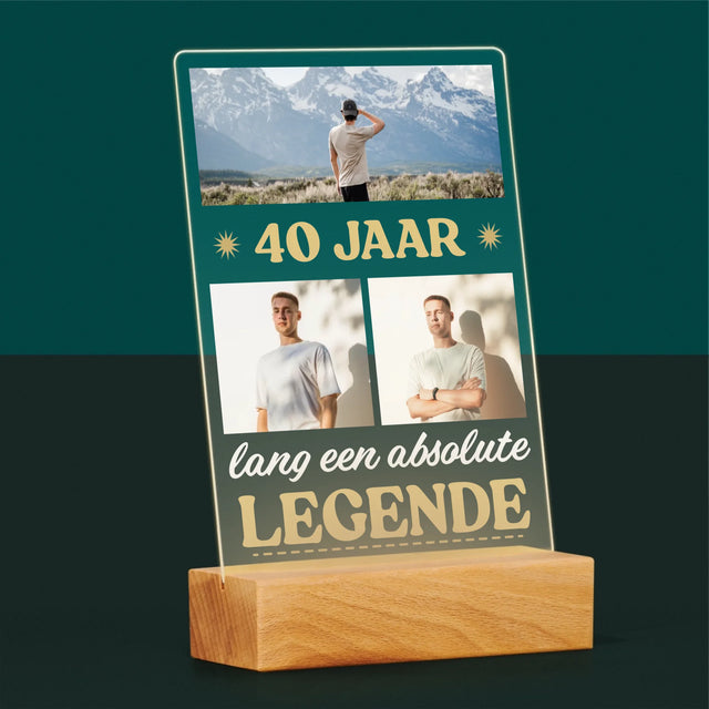 Fotocollage: 40 Jaar Lang Een Legende - Afdruk Op Acrylglas (Verticaal)
