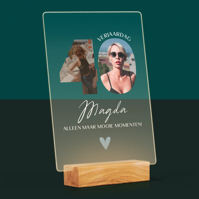 Woord Van Foto'S: 40E Verjaardag Mooie Momenten - Afdruk Op Acrylglas (Verticaal)