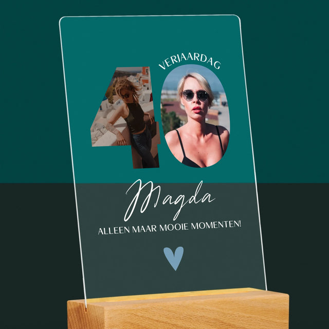 Woord Van Foto'S: 40E Verjaardag Mooie Momenten - Afdruk Op Acrylglas (Verticaal)