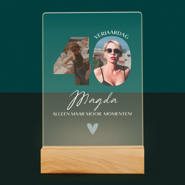 Woord Van Foto'S: 40E Verjaardag Mooie Momenten - Afdruk Op Acrylglas (Verticaal)