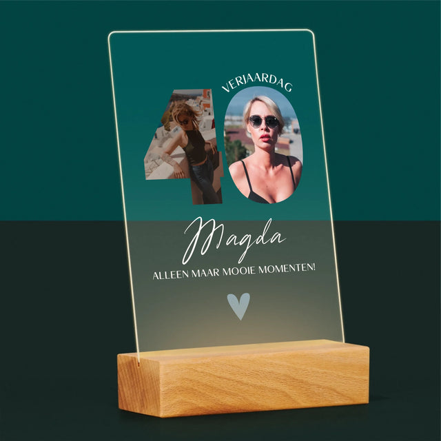 Woord Van Foto'S: 40E Verjaardag Mooie Momenten - Afdruk Op Acrylglas (Verticaal)