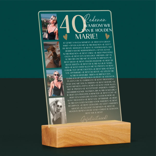Fotocollage: 40 Redenen - Afdruk Op Acrylglas (Verticaal)