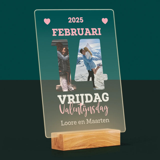 Woord Van Foto'S: Valentijnsdag Kalenderblad - Afdruk Op Acrylglas (Verticaal)