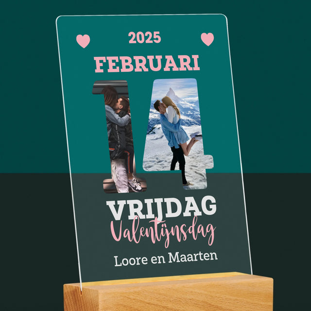 Woord Van Foto'S: Valentijnsdag Kalenderblad - Afdruk Op Acrylglas (Verticaal)