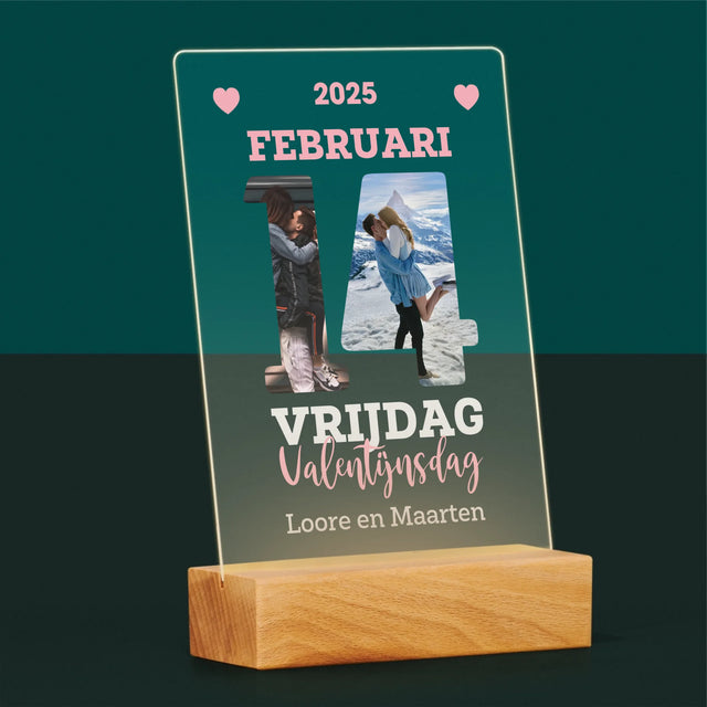Woord Van Foto'S: Valentijnsdag Kalenderblad - Afdruk Op Acrylglas (Verticaal)