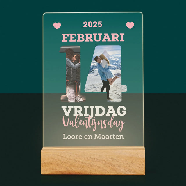 Woord Van Foto'S: Valentijnsdag Kalenderblad - Afdruk Op Acrylglas (Verticaal)