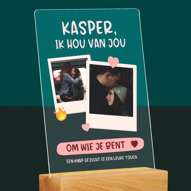 Fotocollage: Ik Hou Van Jou Om Wie Je Bent - Afdruk Op Acrylglas (Verticaal)