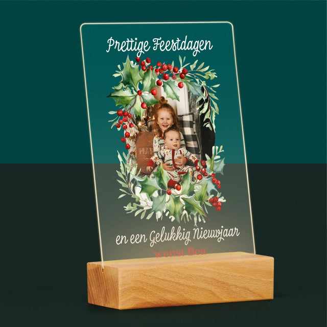Foto En Handtekening: Kerstkrans - Afdruk Op Acrylglas (Verticaal)