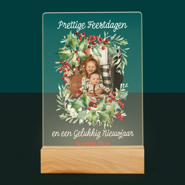 Foto En Handtekening: Kerstkrans - Afdruk Op Acrylglas (Verticaal)
