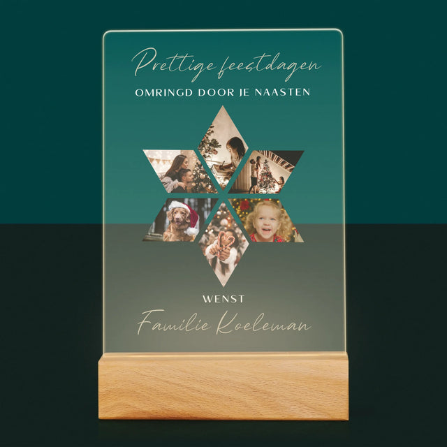 Fotocollage: Prachtige Feestdagen, Ster - Afdruk Op Acrylglas (Verticaal)
