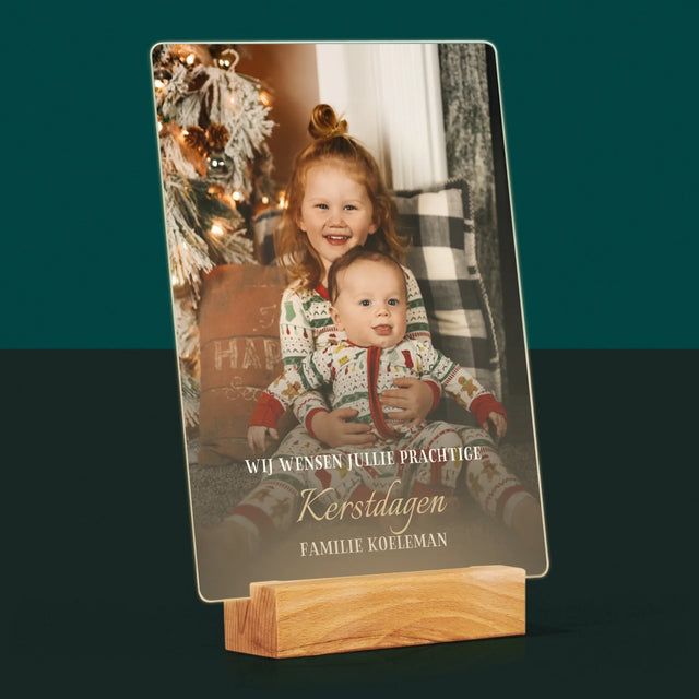 Foto En Handtekening: Prettige Feestdagen - Afdruk Op Acrylglas (Verticaal)