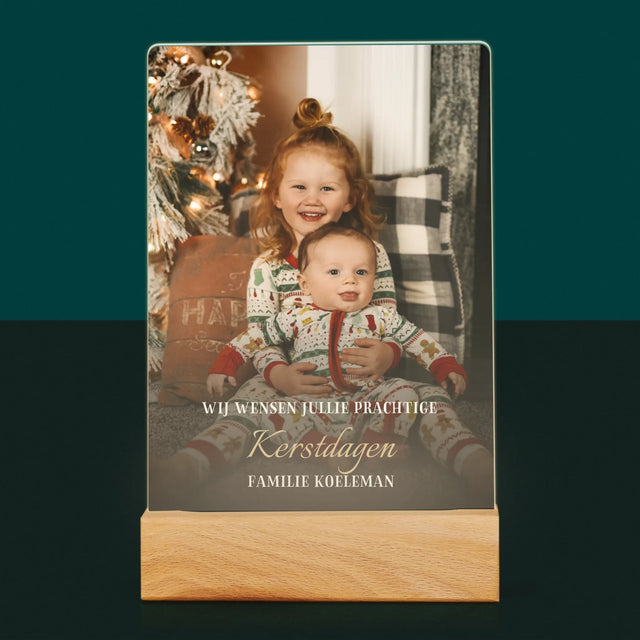 Foto En Handtekening: Prettige Feestdagen - Afdruk Op Acrylglas (Verticaal)