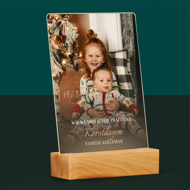 Foto En Handtekening: Prettige Feestdagen - Afdruk Op Acrylglas (Verticaal)