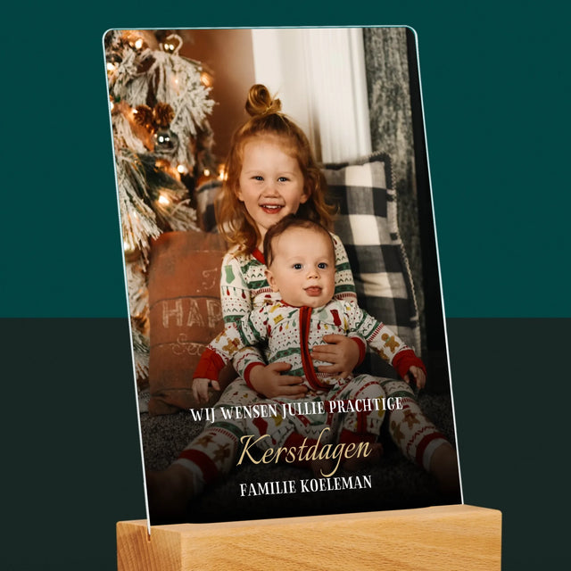 Foto En Handtekening: Prettige Feestdagen - Afdruk Op Acrylglas (Verticaal)