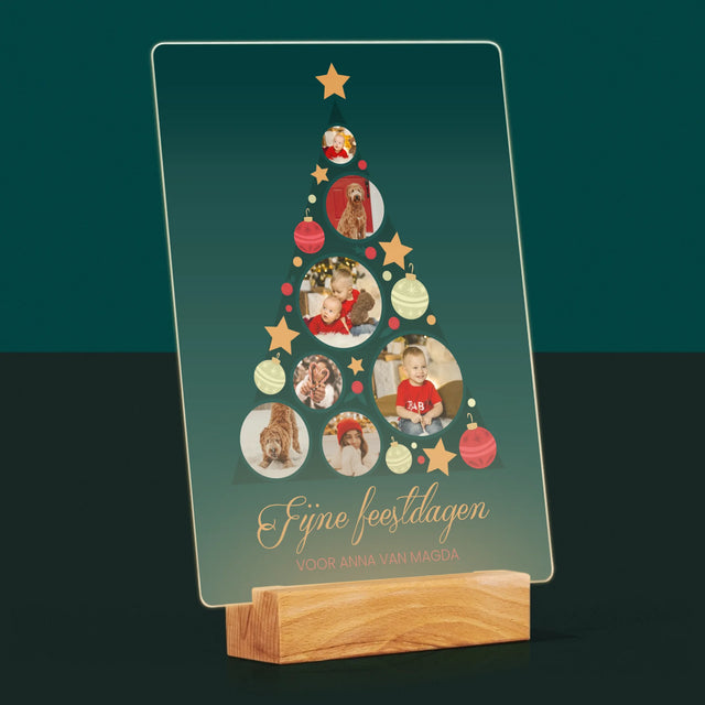 Fotocollage: Kerstboom, Kerstballen - Afdruk Op Acrylglas (Verticaal)