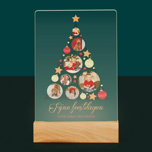 Fotocollage: Kerstboom, Kerstballen - Afdruk Op Acrylglas (Verticaal)