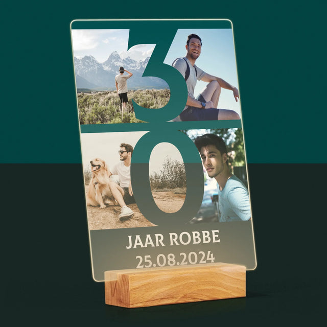 Fotocollage: 30 Jaar, Cijfer Foto'S - Afdruk Op Acrylglas (Verticaal)