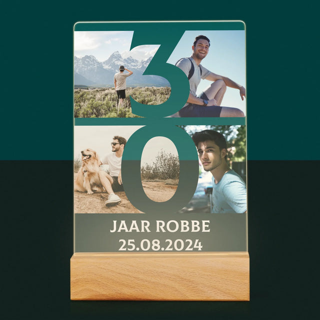 Fotocollage: 30 Jaar, Cijfer Foto'S - Afdruk Op Acrylglas (Verticaal)