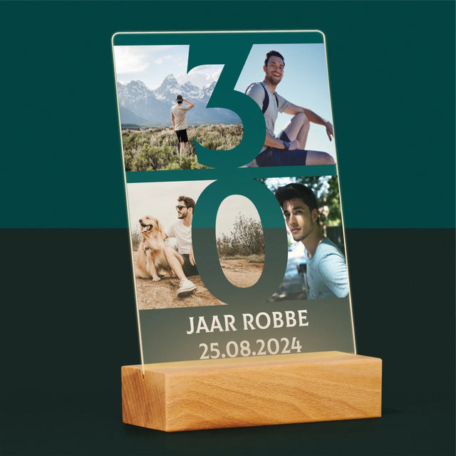 Fotocollage: 30 Jaar, Cijfer Foto'S - Afdruk Op Acrylglas (Verticaal)