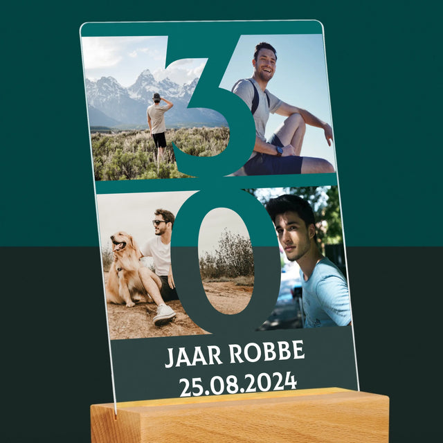 Fotocollage: 30 Jaar, Cijfer Foto'S - Afdruk Op Acrylglas (Verticaal)