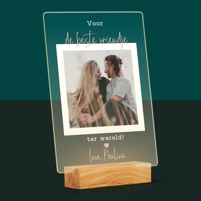Foto En Handtekening: Voor De Beste Vriendje - Afdruk Op Acrylglas (Verticaal)