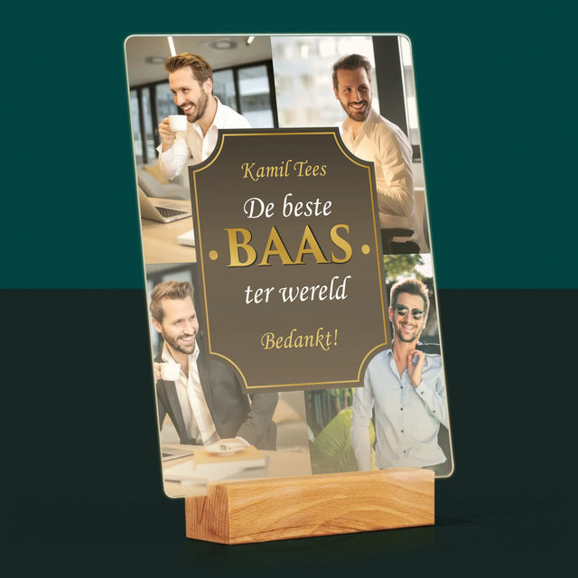 Fotocollage: De Beste Baas Ter Wereld - Afdruk Op Acrylglas (Verticaal)