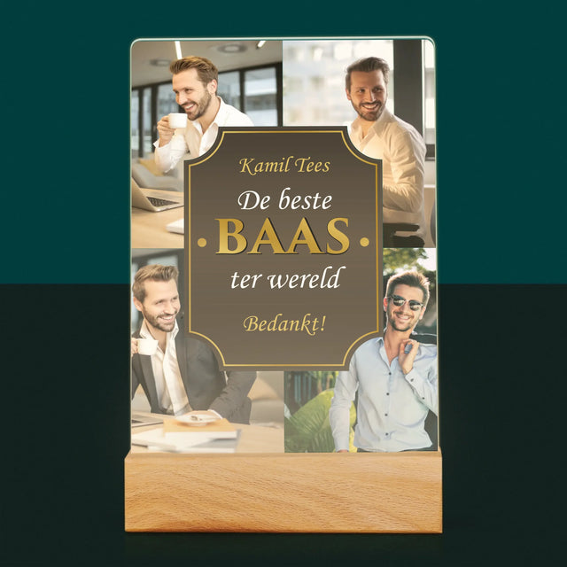 Fotocollage: De Beste Baas Ter Wereld - Afdruk Op Acrylglas (Verticaal)