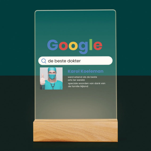 Foto En Handtekening: De Beste Dokter Google-Score - Afdruk Op Acrylglas (Verticaal)