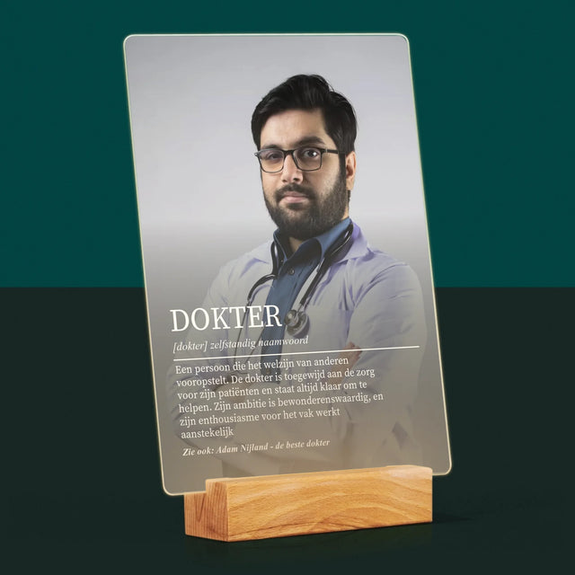 Foto En Handtekening: Dokter Definitie - Afdruk Op Acrylglas (Verticaal)