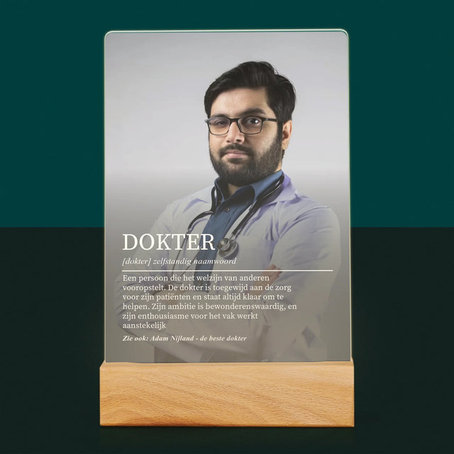 Foto En Handtekening: Dokter Definitie - Afdruk Op Acrylglas (Verticaal)