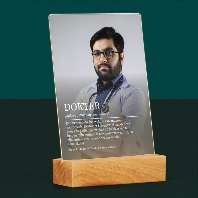 Foto En Handtekening: Dokter Definitie - Afdruk Op Acrylglas (Verticaal)