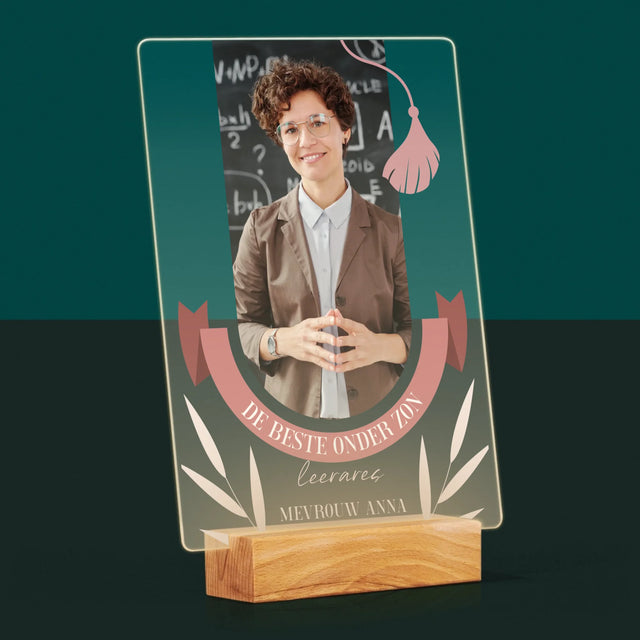 Foto En Handtekening: De Beste Leerares Onder Zon - Afdruk Op Acrylglas (Verticaal)