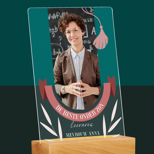 Foto En Handtekening: De Beste Leerares Onder Zon - Afdruk Op Acrylglas (Verticaal)