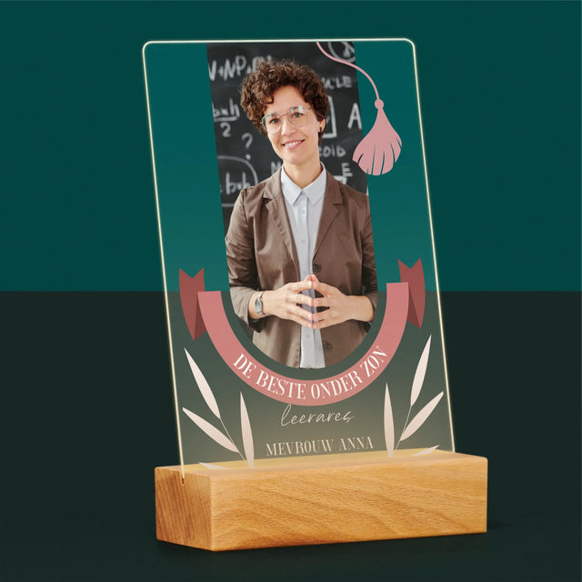 Foto En Handtekening: De Beste Leerares Onder Zon - Afdruk Op Acrylglas (Verticaal)