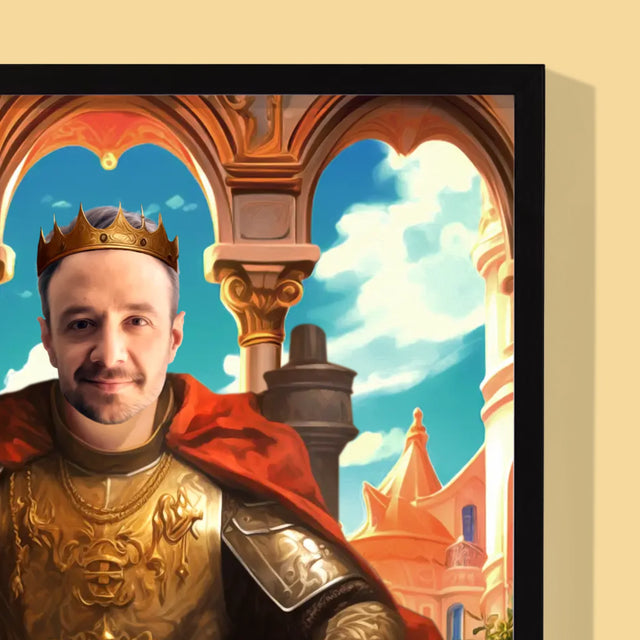 Koninklijk Portret: Koning Op De Troon - Afdruk Met Frame 30X40 (Verticaal)