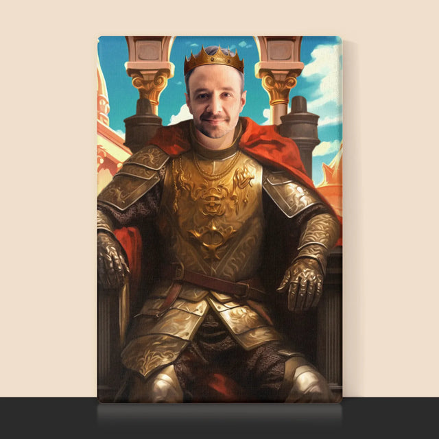 Koninklijk Portret: Koning Op De Troon - Afdruk Met Frame 30X40 (Verticaal)