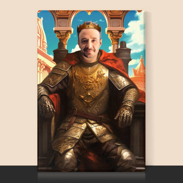 Koninklijk Portret: Koning Op De Troon - Afdruk Met Frame 30X40 (Verticaal)