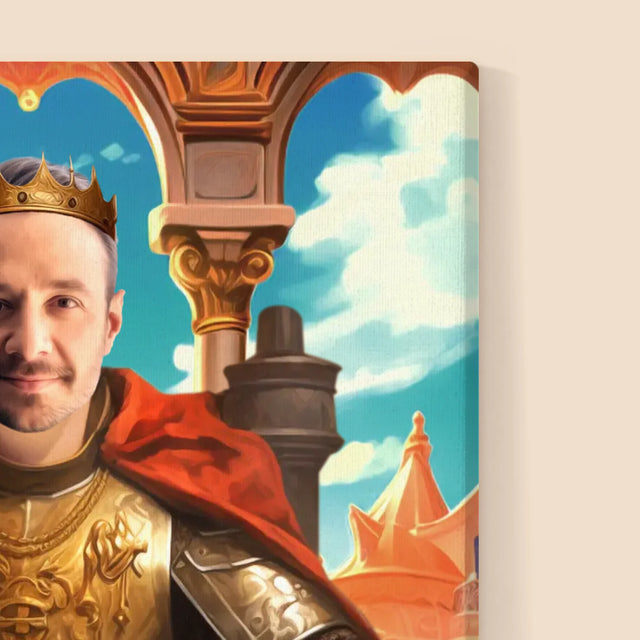 Koninklijk Portret: Koning Op De Troon - Afdruk Met Frame 30X40 (Verticaal)