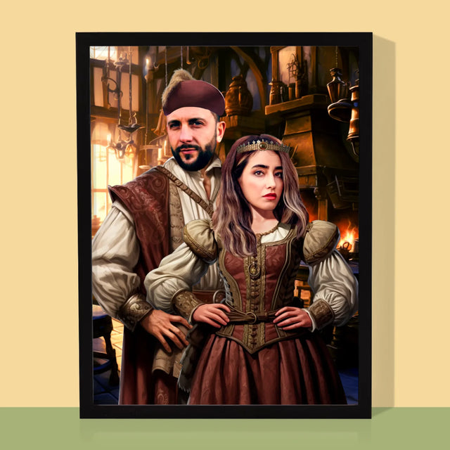 Koninklijk Portret: Aristocratische Koppel - Afdruk Met Frame 30X40 (Verticaal)