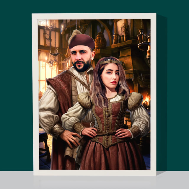 Koninklijk Portret: Aristocratische Koppel - Afdruk Met Frame 30X40 (Verticaal)